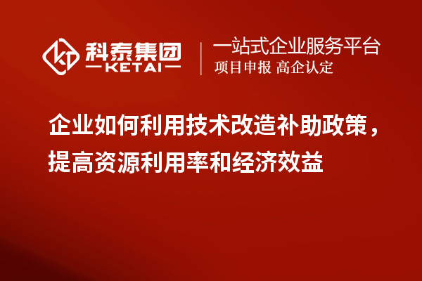 企業(yè)如何利用技術(shù)改造補(bǔ)助政策，提高資源利用率和經(jīng)濟(jì)效益