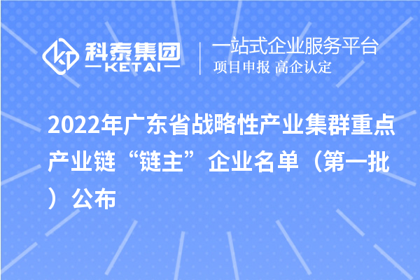 2022年廣東省戰(zhàn)略性產(chǎn)業(yè)集群重點產(chǎn)業(yè)鏈“鏈主”企業(yè)名單（第一批）公布