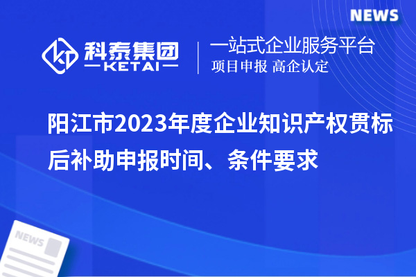 陽江市2023年度企業(yè)知識產(chǎn)權貫標后補助申報時間、條件要求