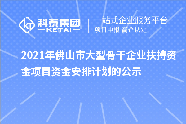 2021年佛山市大型骨干企業(yè)扶持資金項目資金安排計劃的公示