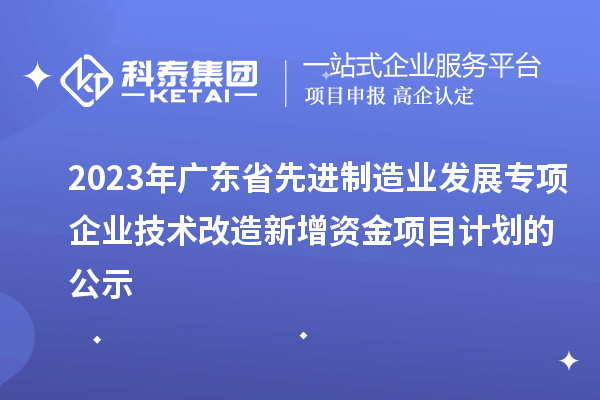 2023年廣東省先進制造業(yè)發(fā)展專項企業(yè)技術(shù)改造新增資金項目計劃的公示