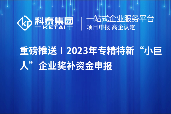 重磅推送∣2023年專(zhuān)精特新“小巨人”企業(yè)獎補資金申報