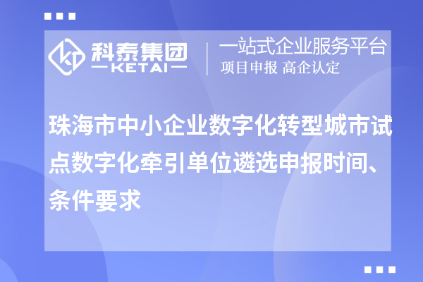 珠海市中小企業(yè)數字化轉型城市試點(diǎn)數字化牽引單位遴選申報時(shí)間、條件要求