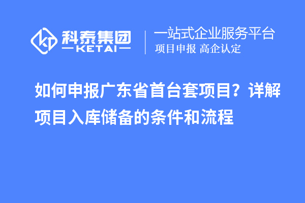 如何申報廣東省首臺套項目？詳解項目入庫儲備的條件和流程