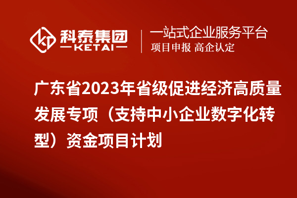 廣東省2023年省級促進(jìn)經(jīng)濟(jì)高質(zhì)量發(fā)展專項（支持中小企業(yè)數(shù)字化轉(zhuǎn)型）資金項目計劃