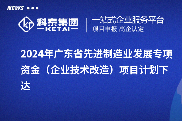 2024年廣東省先進制造業(yè)發(fā)展專項資金（企業(yè)技術改造）項目計劃下達