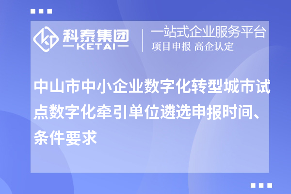 中山市中小企業(yè)數(shù)字化轉型城市試點數(shù)字化牽引單位遴選申報時間、條件要求