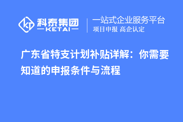 廣東省特支計(jì)劃補(bǔ)貼詳解：你需要知道的申報(bào)條件與流程