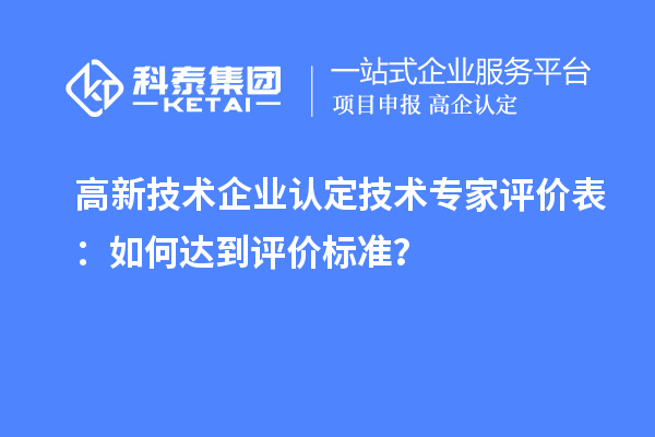 高新技術(shù)企業(yè)認(rèn)定技術(shù)專家評(píng)價(jià)表：如何達(dá)到評(píng)價(jià)標(biāo)準(zhǔn)？