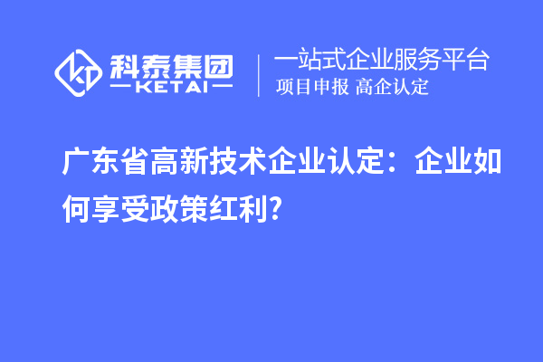 廣東省高新技術(shù)企業(yè)認(rèn)定：企業(yè)如何享受政策紅利?