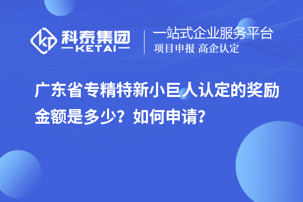 廣東省專精特新小巨人認定的獎勵金額是多少？如何申請？