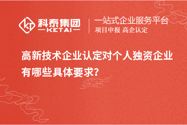 高新技術企業(yè)認定對個人獨資企業(yè)有哪些具體要求？