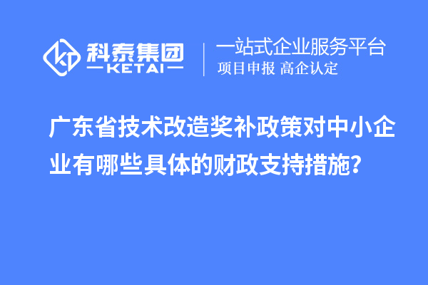 廣東省技術改造獎補政策對中小企業(yè)有哪些具體的財政支持措施？