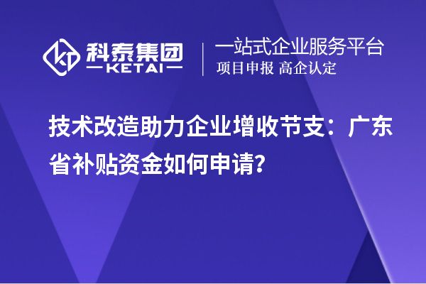 技術(shù)改造助力企業(yè)增收節支：廣東省補貼資金如何申請？