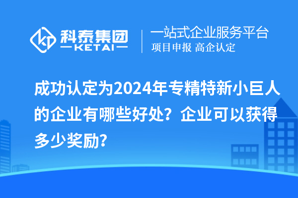 成功認(rèn)定為2024年專精特新小巨人的企業(yè)有哪些好處？企業(yè)可以獲得多少獎(jiǎng)勵(lì)？