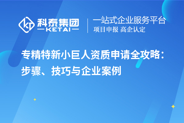 專(zhuān)精特新小巨人資質(zhì)申請全攻略：步驟、技巧與企業(yè)案例