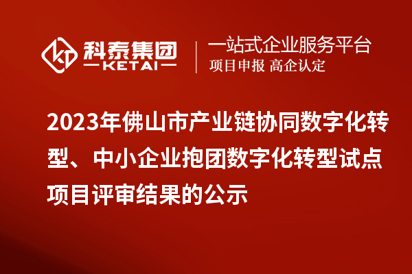 2023年佛山市產(chǎn)業(yè)鏈協(xié)同數(shù)字化轉(zhuǎn)型、中小企業(yè)抱團數(shù)字化轉(zhuǎn)型試點項目評審結(jié)果的公示