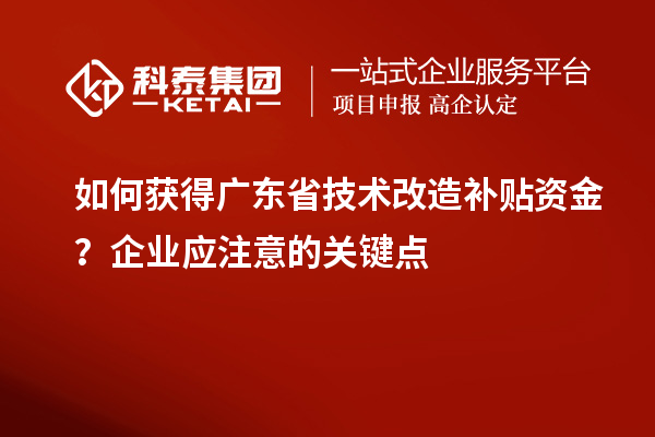 如何獲得廣東省技術(shù)改造補貼資金？企業(yè)應注意的關(guān)鍵點(diǎn)