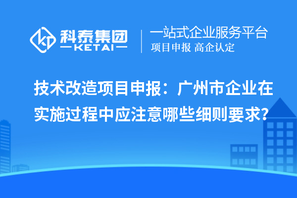 技術(shù)改造項(xiàng)目申報(bào)：廣州市企業(yè)在實(shí)施過程中應(yīng)注意哪些細(xì)則要求？