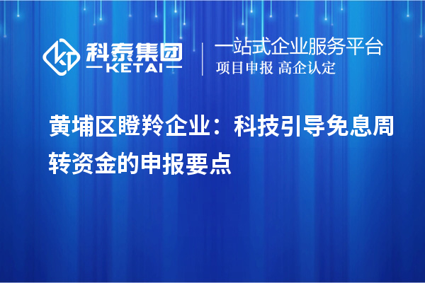 黃埔區瞪羚企業(yè)：科技引導免息周轉資金的申報要點(diǎn)