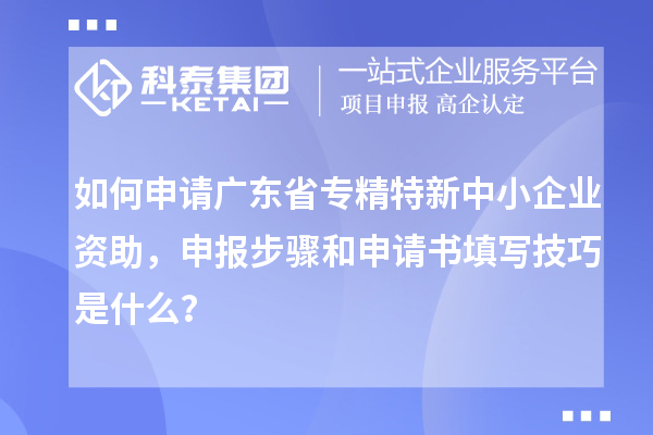 如何申請(qǐng)廣東省專(zhuān)精特新中小企業(yè)資助，申報(bào)步驟和申請(qǐng)書(shū)填寫(xiě)技巧是什么？