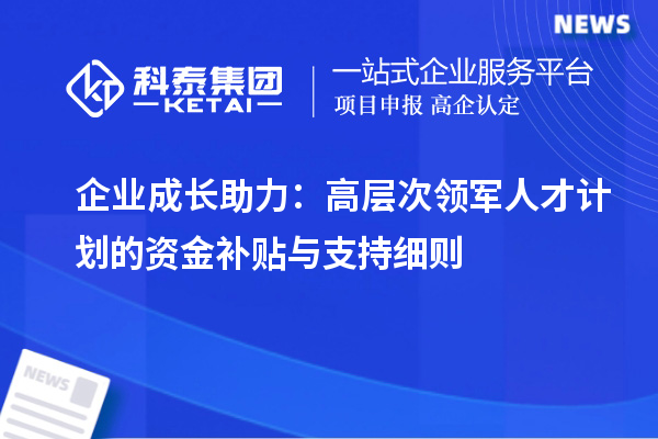 企業(yè)成長(zhǎng)助力：高層次領(lǐng)軍人才計(jì)劃的資金補(bǔ)貼與支持細(xì)則