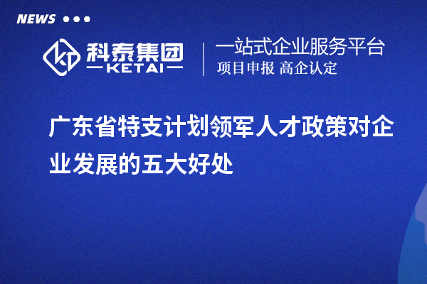 廣東省特支計(jì)劃領(lǐng)軍人才政策對(duì)企業(yè)發(fā)展的五大好處