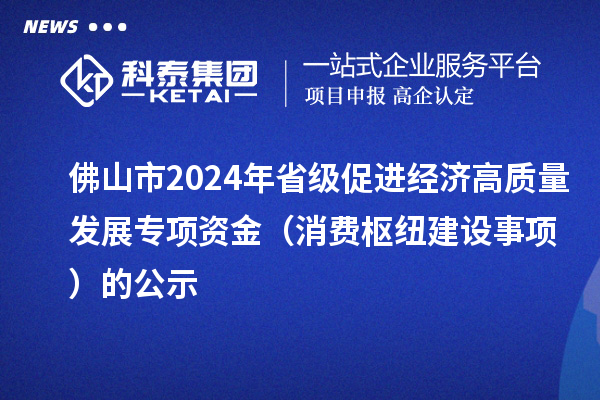 佛山市2024年省級促進經(jīng)濟高質量發(fā)展專項資金（消費樞紐建設事項）的公示