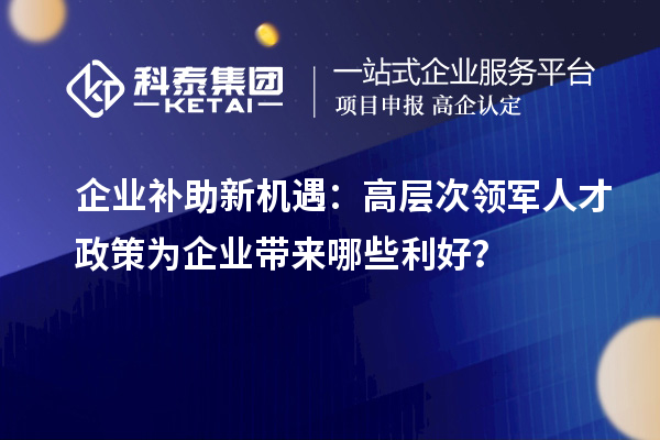 企業(yè)補(bǔ)助新機(jī)遇：高層次領(lǐng)軍人才政策為企業(yè)帶來(lái)哪些利好？