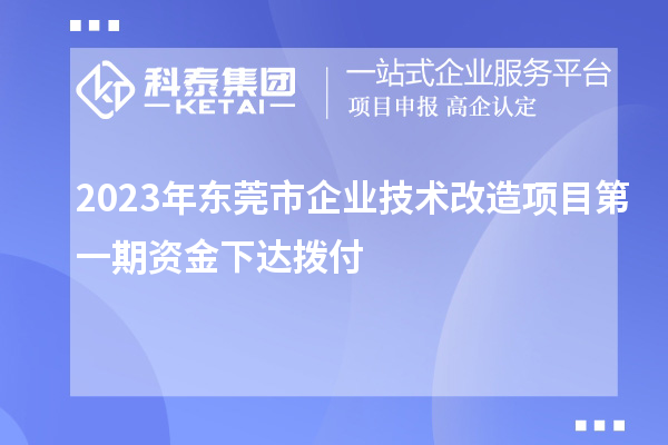 2023年東莞市企業(yè)技術(shù)改造項目第一期資金下達撥付