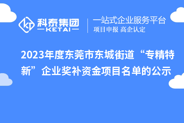 2023年度東莞市東城街道“專精特新”企業(yè)獎(jiǎng)補(bǔ)資金項(xiàng)目名單的公示