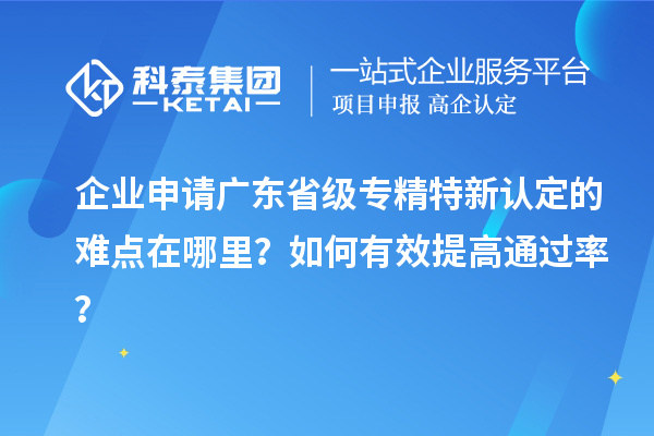 企業(yè)申請廣東省級專精特新認定的難點在哪里？如何有效提高通過率？