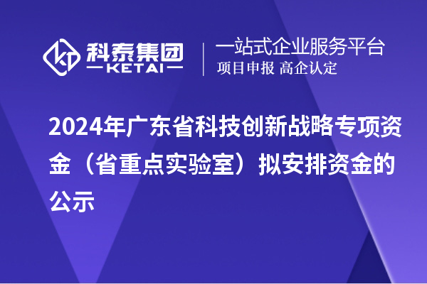 2024年廣東省科技創(chuàng)新戰(zhàn)略專項(xiàng)資金（省重點(diǎn)實(shí)驗(yàn)室）擬安排資金的公示