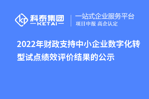 2022年財政支持中小企業(yè)數(shù)字化轉(zhuǎn)型試點績效評價結(jié)果的公示