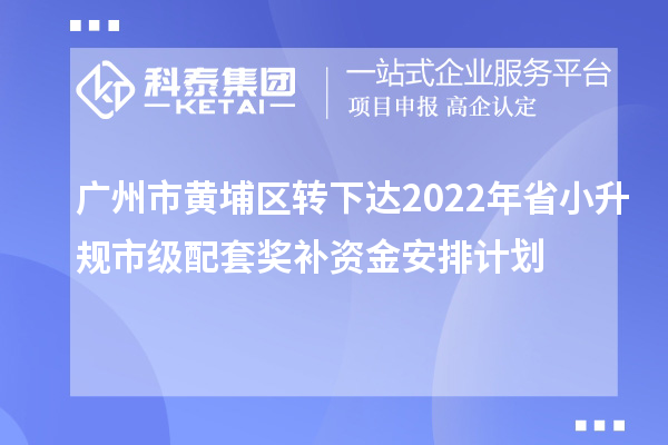 廣州市黃埔區(qū)轉(zhuǎn)下達(dá)2022年省小升規(guī)市級配套獎補資金安排計劃