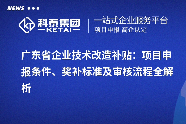 廣東省企業(yè)技術(shù)改造補(bǔ)貼：項(xiàng)目申報(bào)條件、獎(jiǎng)補(bǔ)標(biāo)準(zhǔn)及審核流程全解析