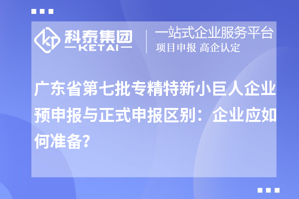 廣東省第七批專精特新小巨人企業(yè)預(yù)申報與正式申報區(qū)別：企業(yè)應(yīng)如何準(zhǔn)備？