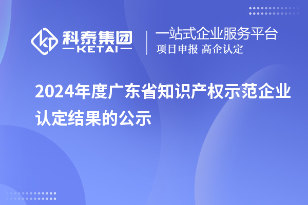 2024年度廣東省知識產(chǎn)權(quán)示范企業(yè)認定結(jié)果的公示