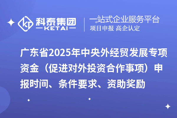 廣東省2025年中央外經(jīng)貿(mào)發(fā)展專項(xiàng)資金（促進(jìn)對(duì)外投資合作事項(xiàng)）申報(bào)時(shí)間、條件要求、資助獎(jiǎng)勵(lì)