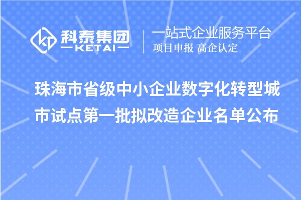 珠海市省級(jí)中小企業(yè)數(shù)字化轉(zhuǎn)型城市試點(diǎn)第一批擬改造企業(yè)名單公布