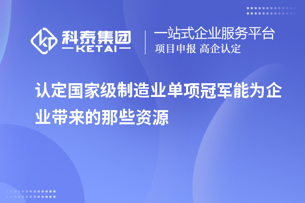 認(rèn)定國家級制造業(yè)單項冠軍能為企業(yè)帶來的那些資源