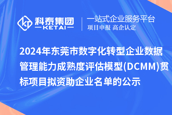 2024年東莞市數(shù)字化轉(zhuǎn)型企業(yè)數(shù)據(jù)管理能力成熟度評估模型(DCMM)貫標(biāo)項(xiàng)目 擬資助企業(yè)名單的公示