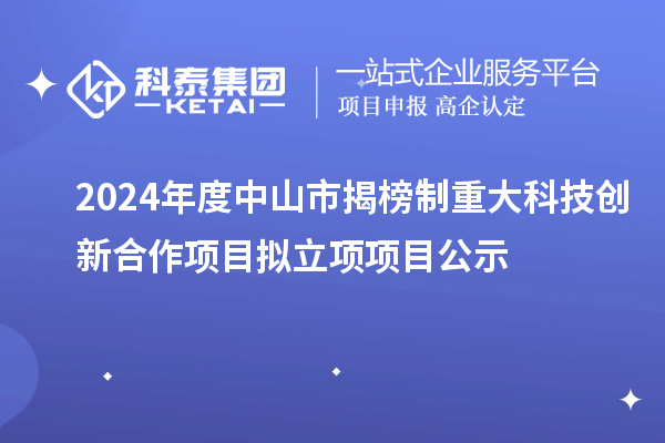 2024年度中山市揭榜制重大科技創(chuàng)新合作項目擬立項項目公示