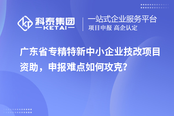 廣東省專精特新中小企業(yè)技改項(xiàng)目資助，申報(bào)難點(diǎn)如何攻克？